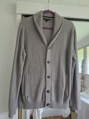 Banana Republic Men's Shawl Collar Cardigan - Taupe Gray